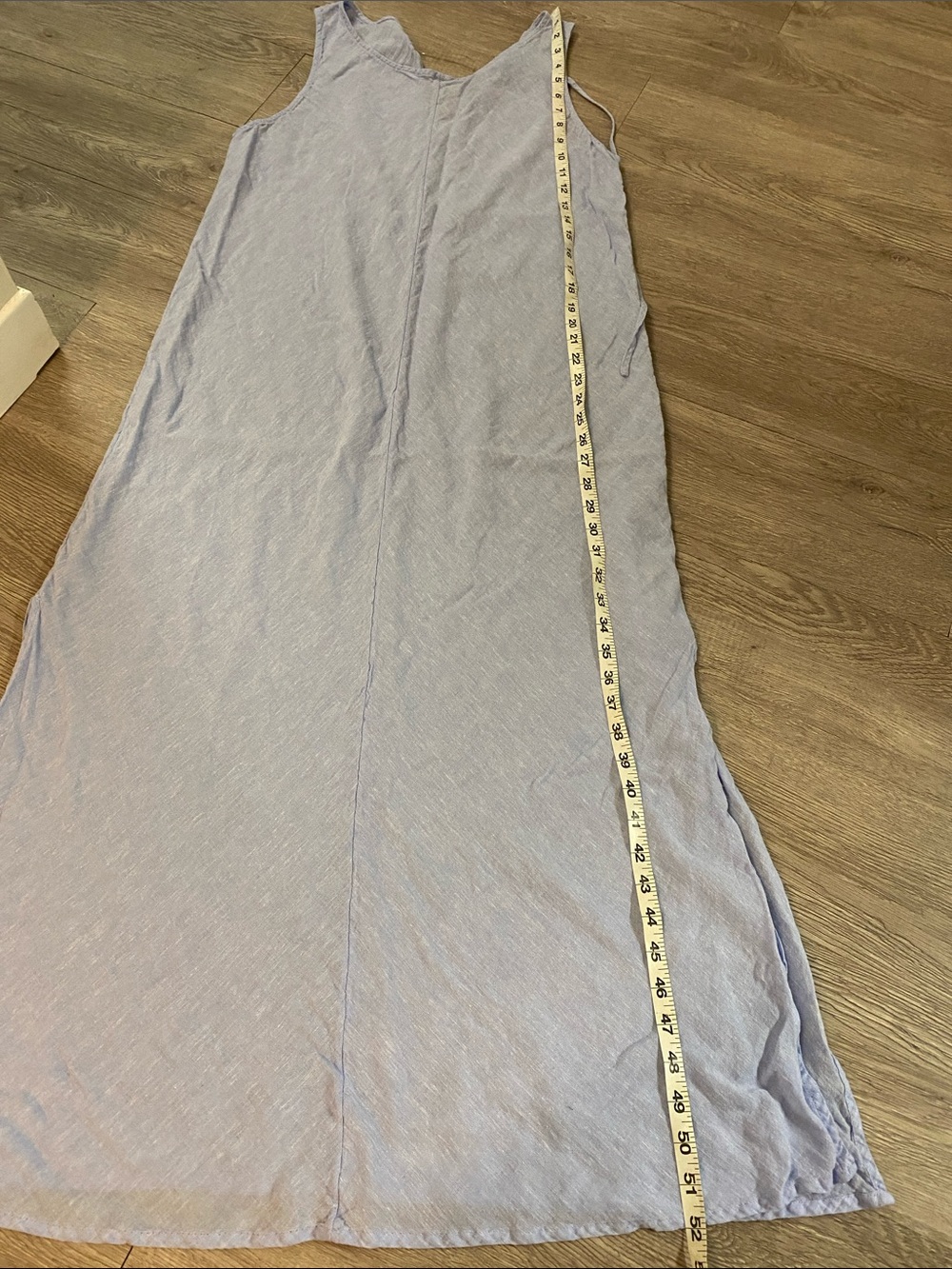 Linen blend baby Blue Sleeveless Maxi Dress Flowy summer - Picture 6 of 7